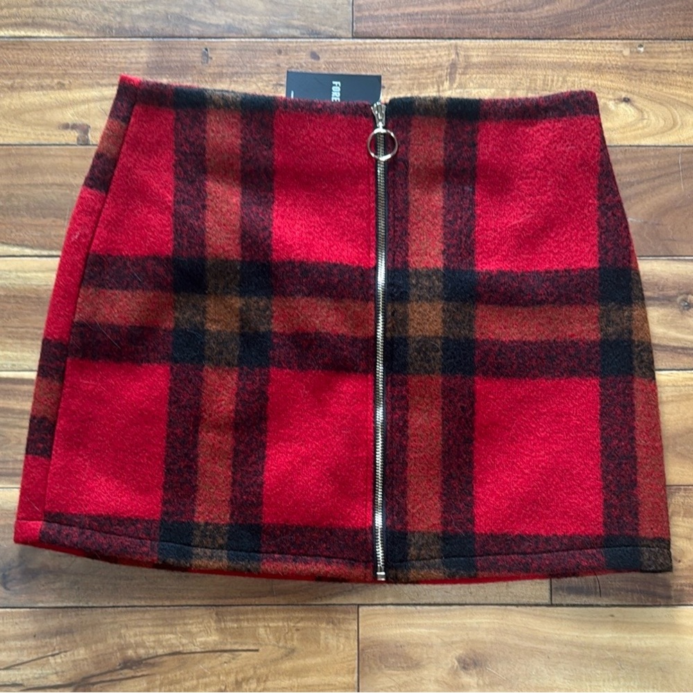 Forever 21 Red and Black Plaid Pencil Skirt